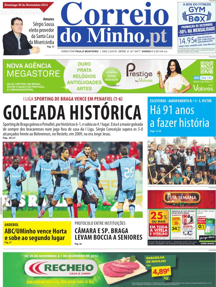 Capa Correio do Minho - 2014-11-30