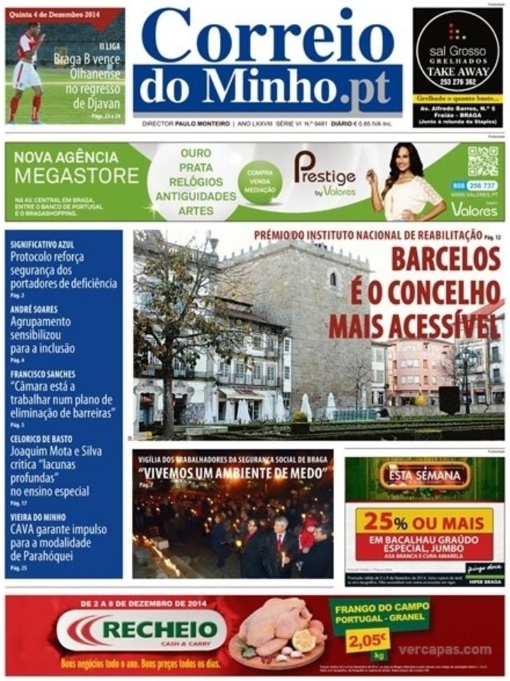 Capa Correio do Minho - 2014-12-04