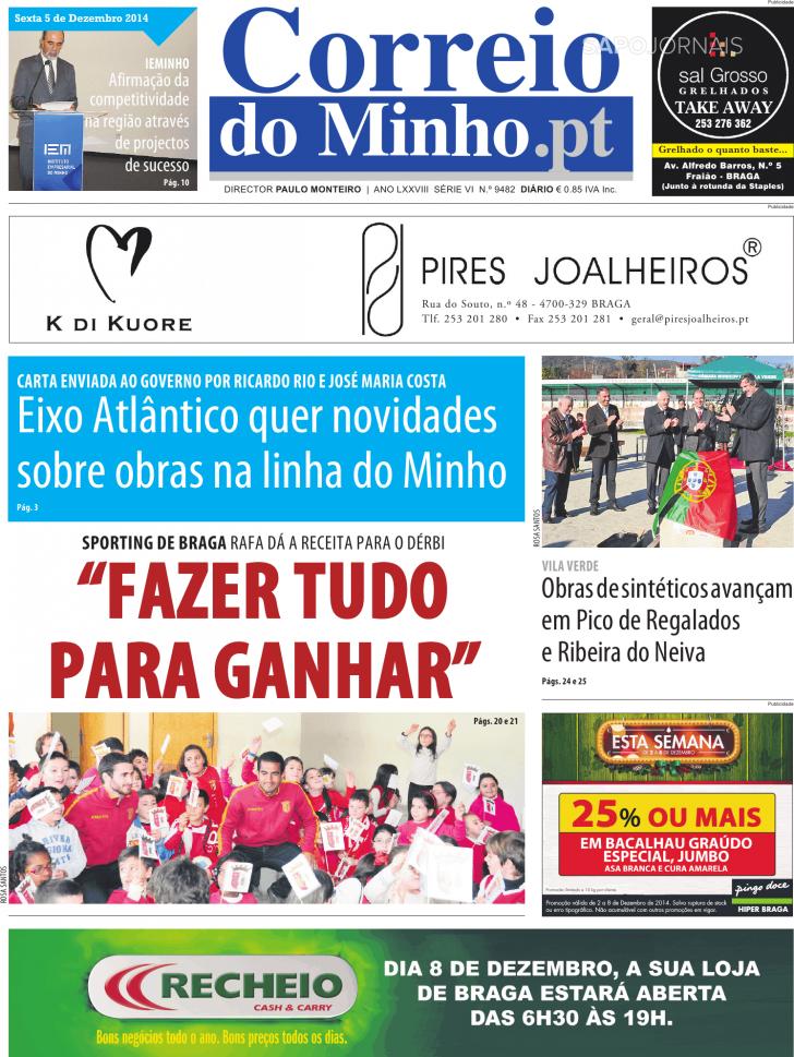 Capa Correio do Minho - 2014-12-05