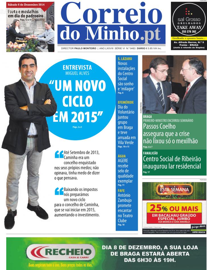 Capa Correio do Minho - 2014-12-06