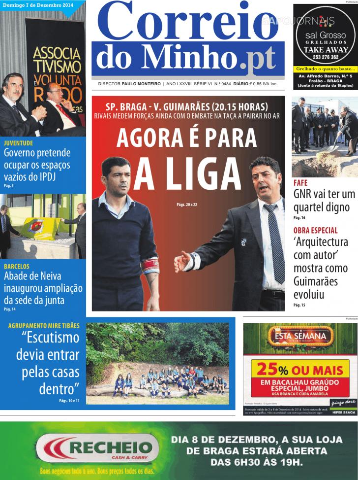 Capa Correio do Minho - 2014-12-07