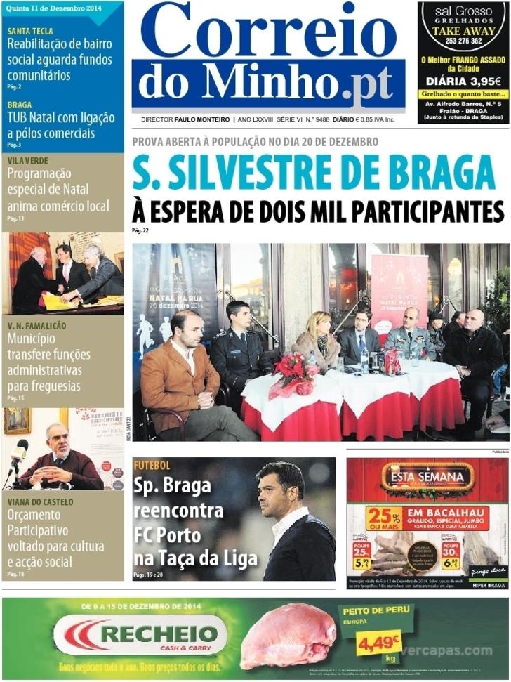 Capa Correio do Minho - 2014-12-11