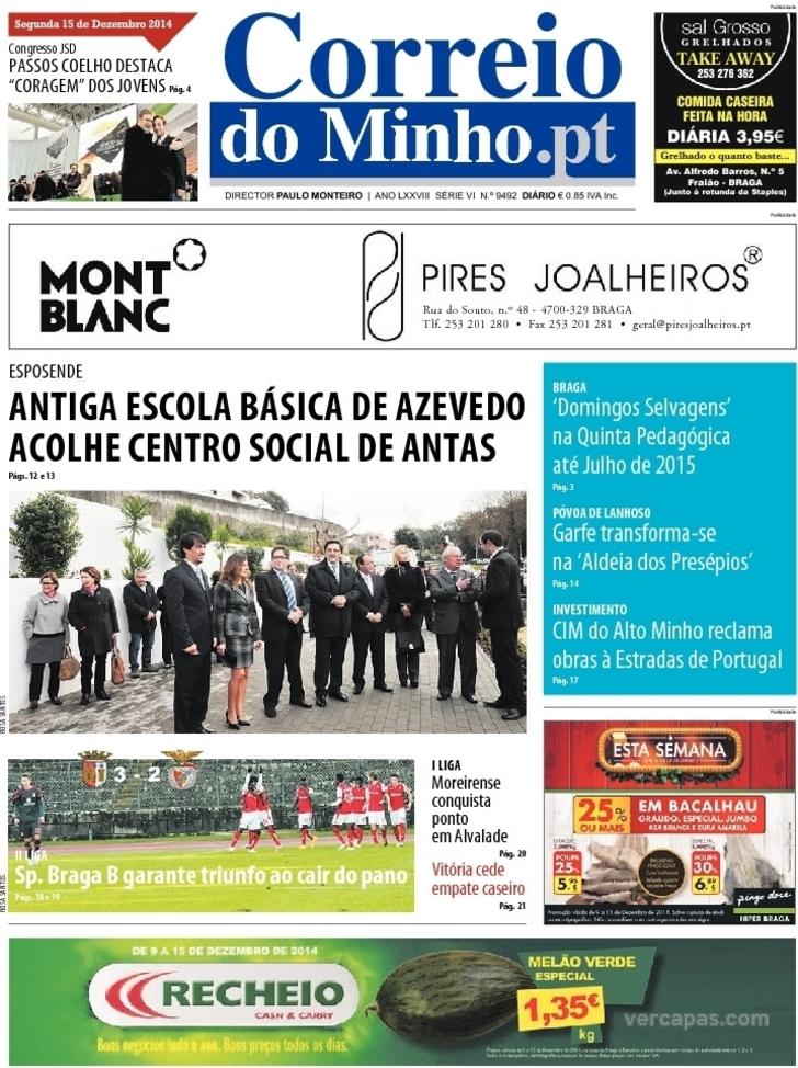 Capa Correio do Minho - 2014-12-15