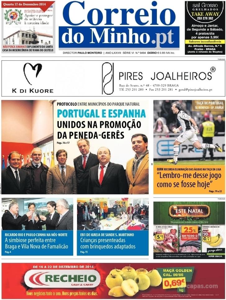 Capa Correio do Minho - 2014-12-17