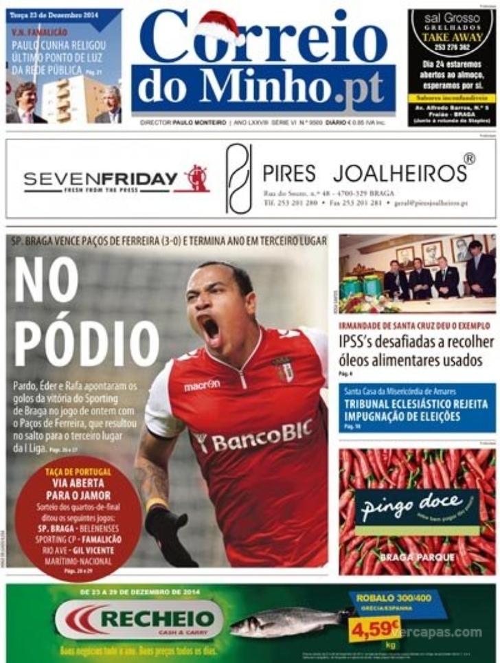 Capa Correio do Minho - 2014-12-23