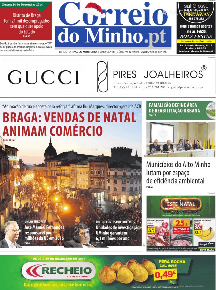 Capa Correio do Minho - 2014-12-24