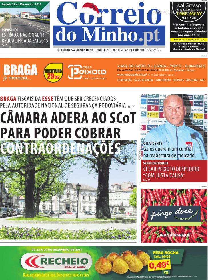 Capa Correio do Minho - 2014-12-27