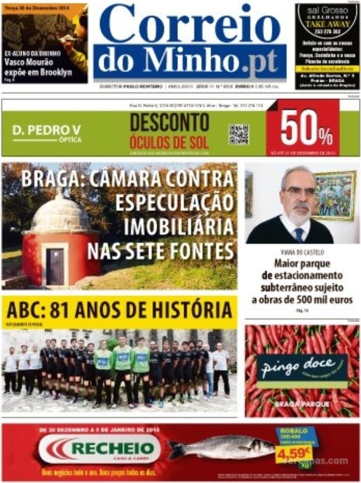 Capa Correio do Minho - 2014-12-30
