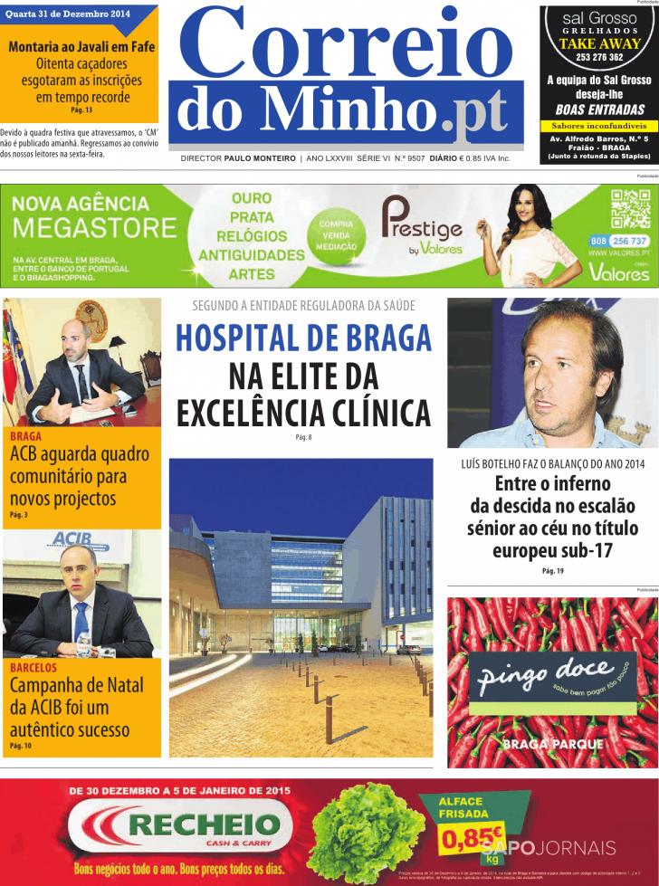 Capa Correio do Minho - 2014-12-31