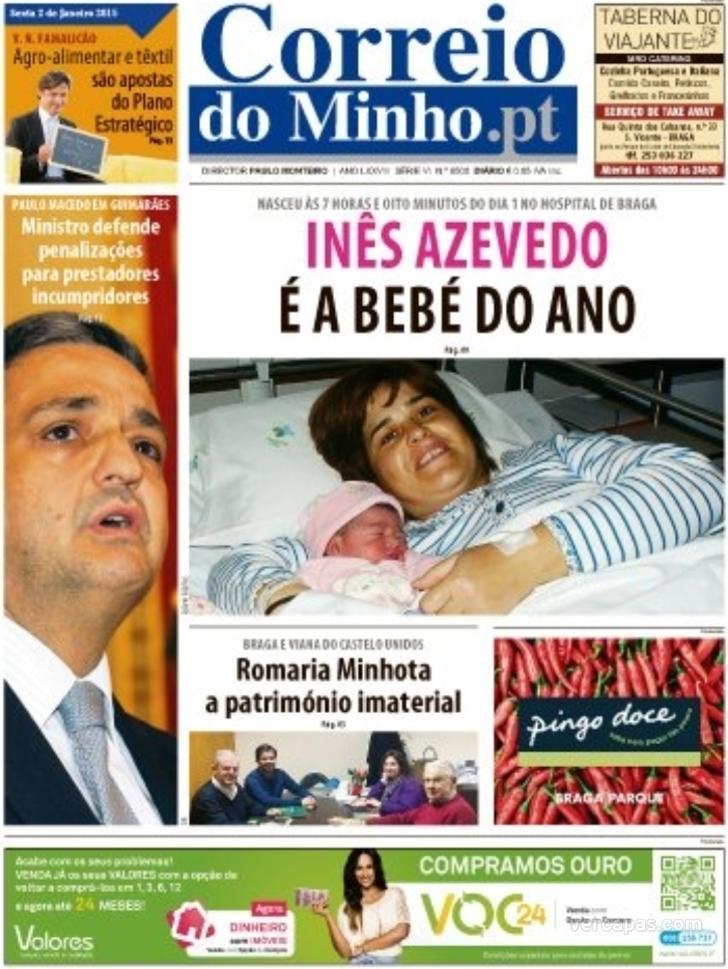 Capa Correio do Minho - 2015-01-02