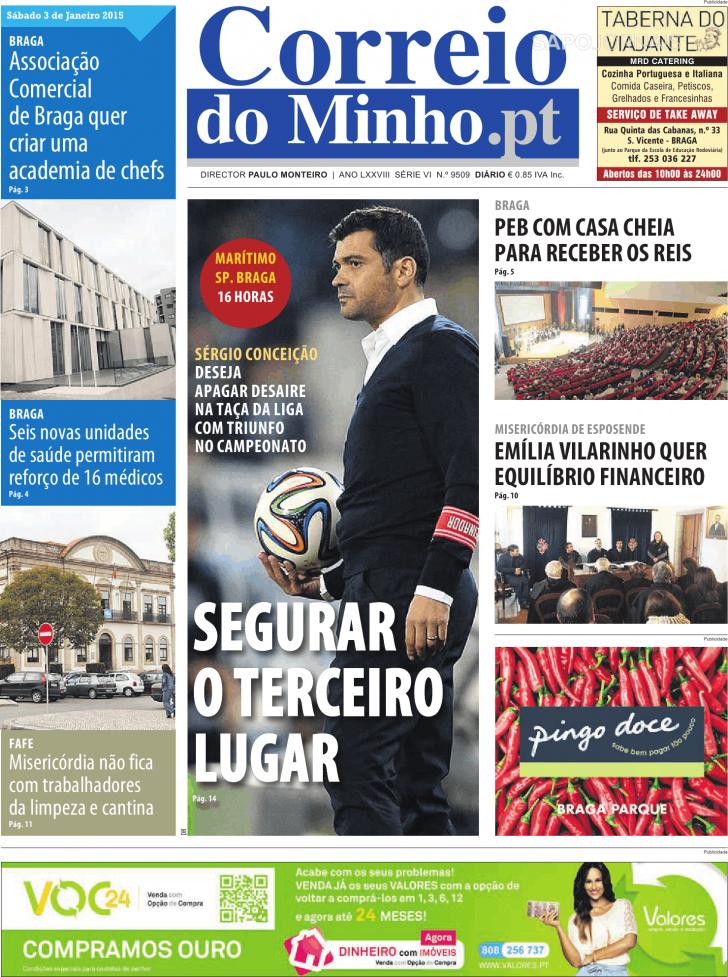Capa Correio do Minho - 2015-01-03