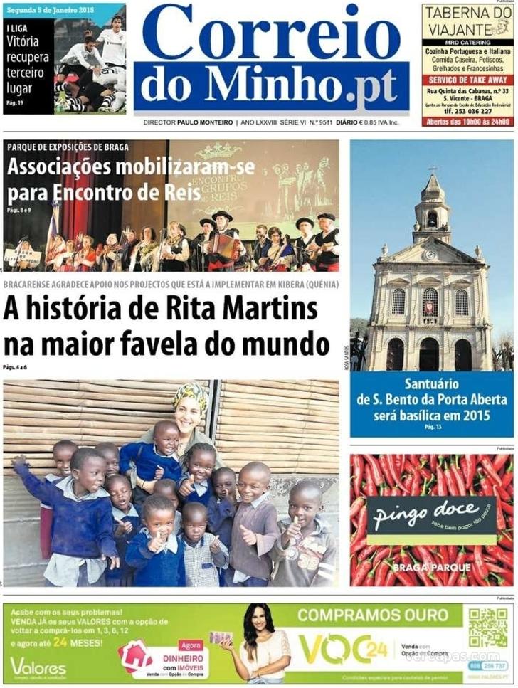 Capa Correio do Minho - 2015-01-05