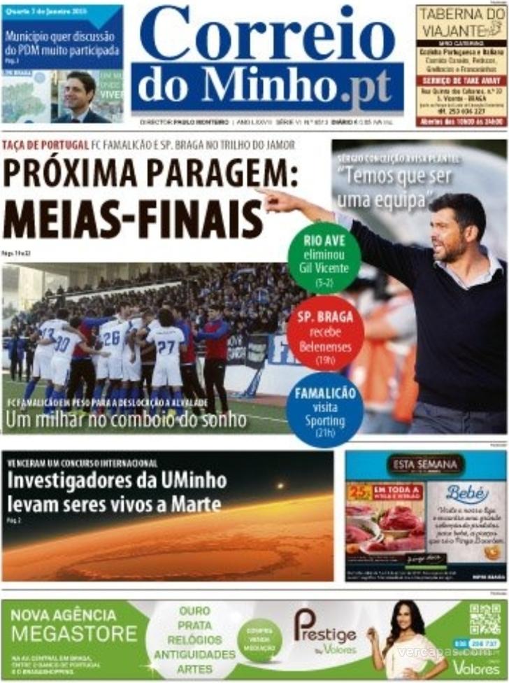 Capa Correio do Minho - 2015-01-07