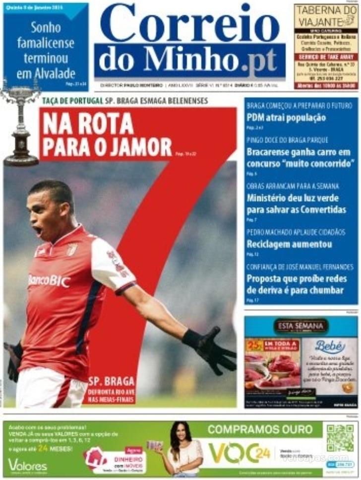 Capa Correio do Minho - 2015-01-08