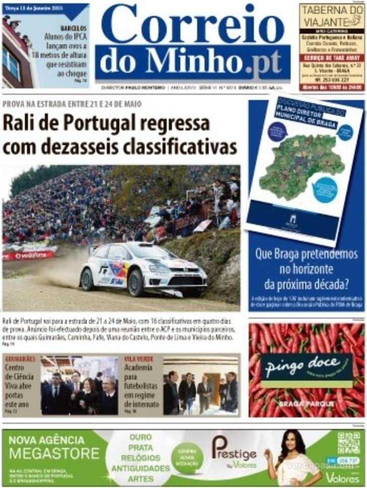 Capa Correio do Minho - 2015-01-13