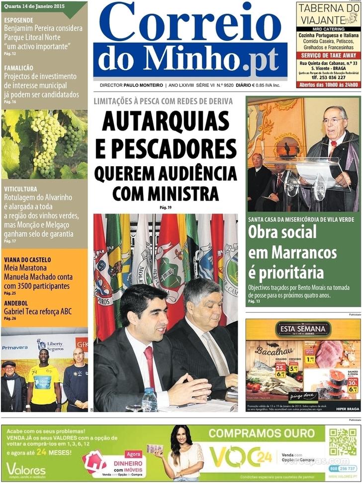 Capa Correio do Minho - 2015-01-14