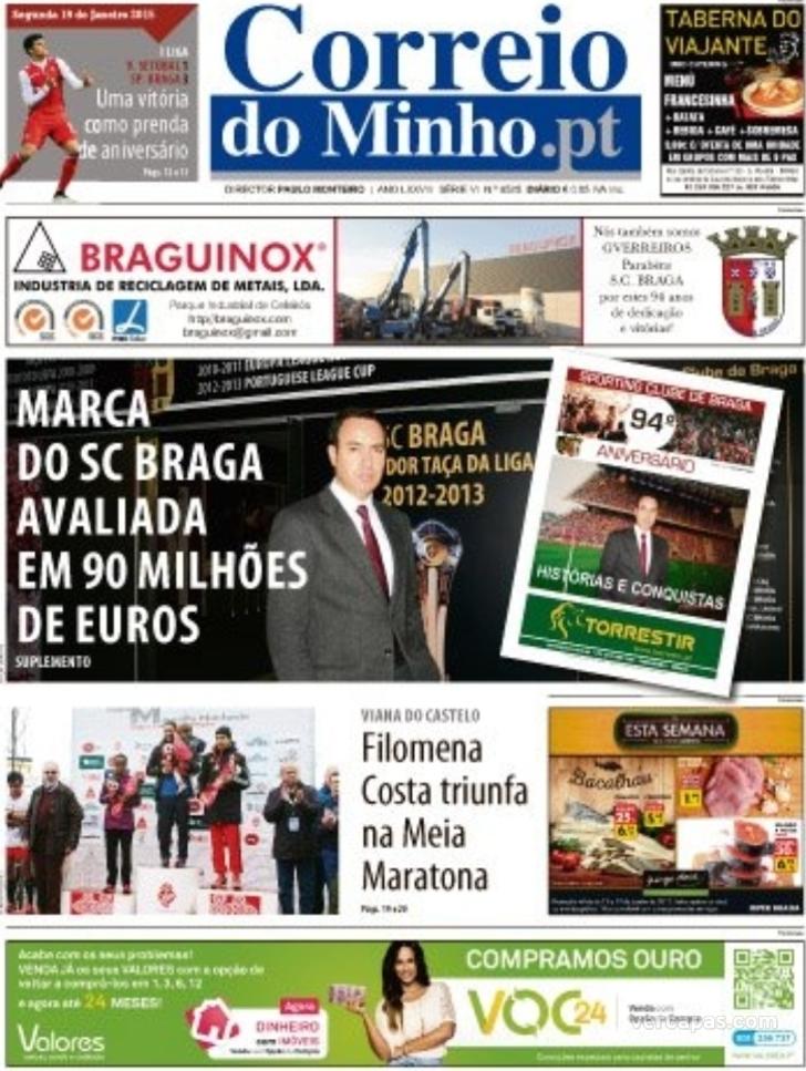 Capa Correio do Minho - 2015-01-19