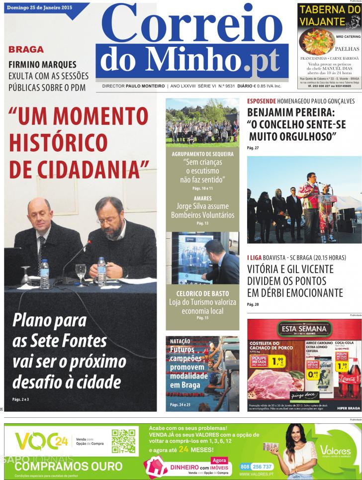 Capa Correio do Minho - 2015-01-25