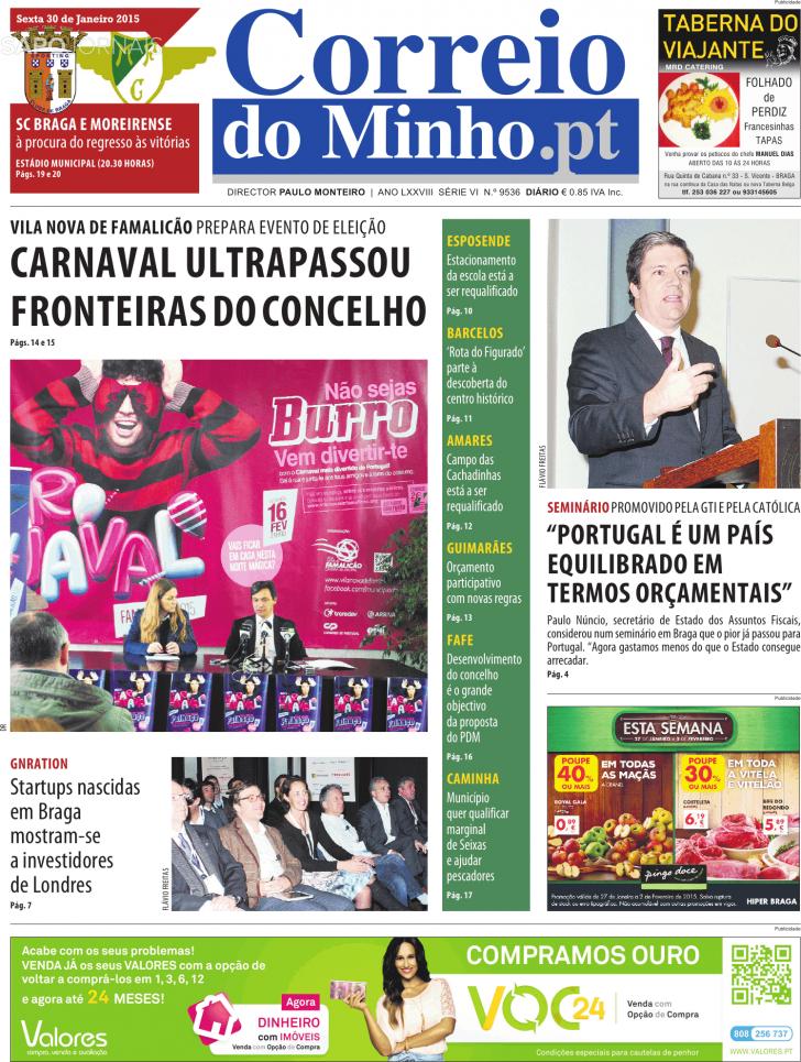 Capa Correio do Minho - 2015-01-30