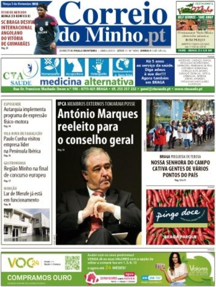 Capa Correio do Minho - 2015-02-03