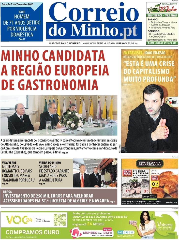 Capa Correio do Minho - 2015-02-07