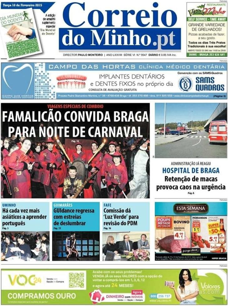 Capa Correio do Minho - 2015-02-10