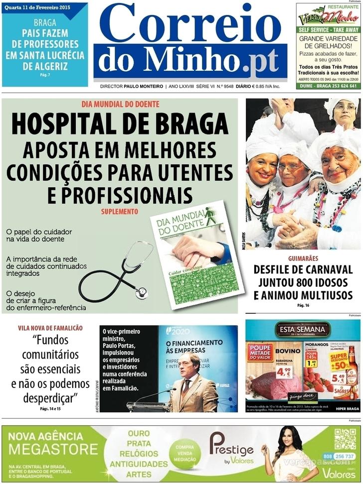 Capa Correio do Minho - 2015-02-11