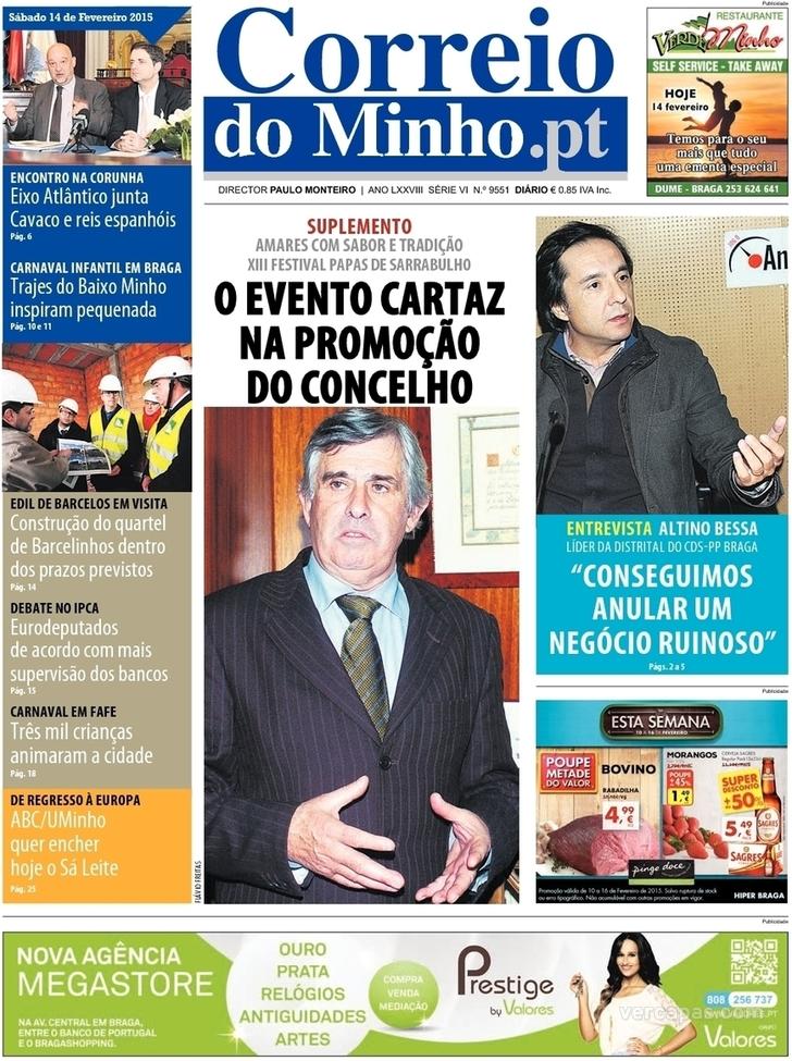 Capa Correio do Minho - 2015-02-14