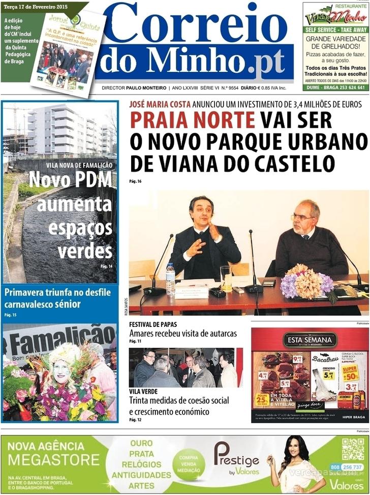 Capa Correio do Minho - 2015-02-17