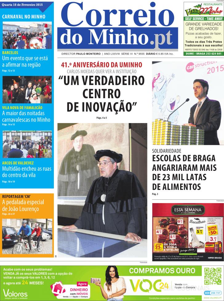 Capa Correio do Minho - 2015-02-18