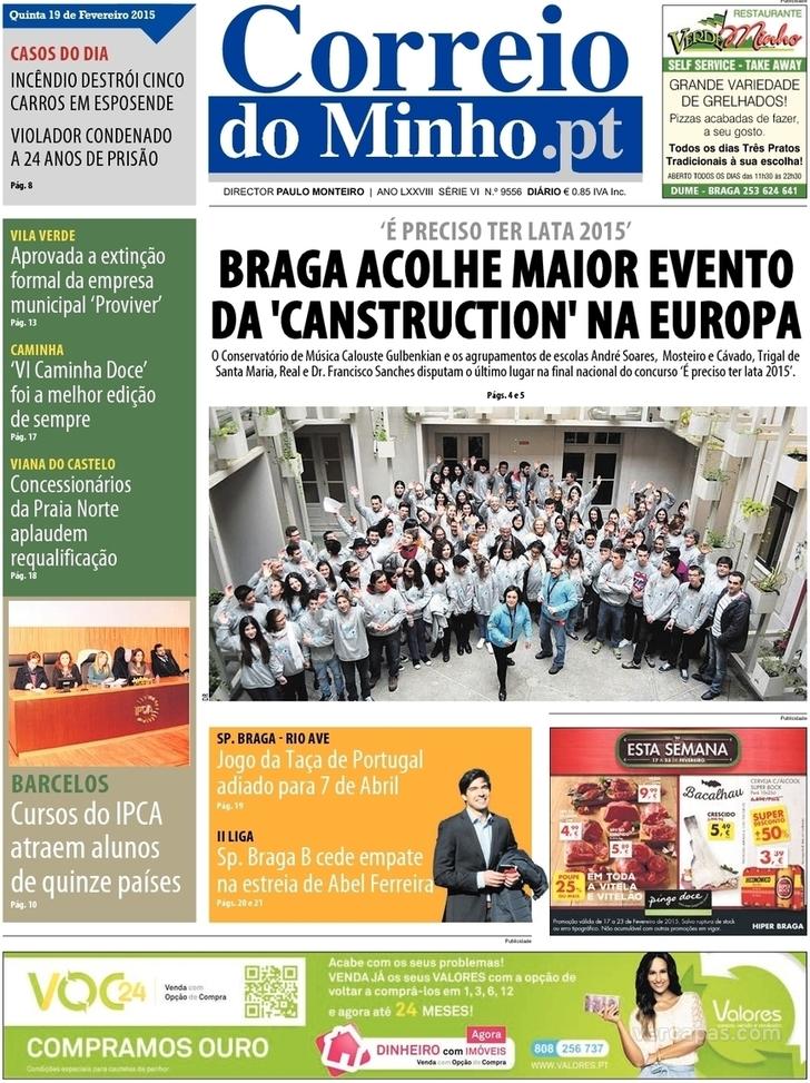 Capa Correio do Minho - 2015-02-19