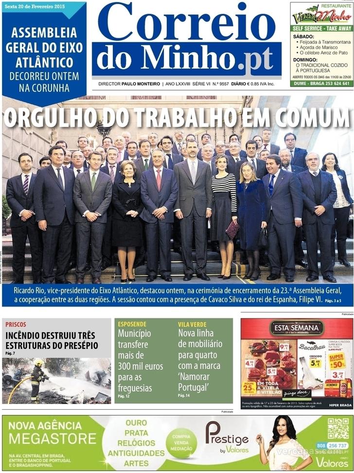 Capa Correio do Minho - 2015-02-20