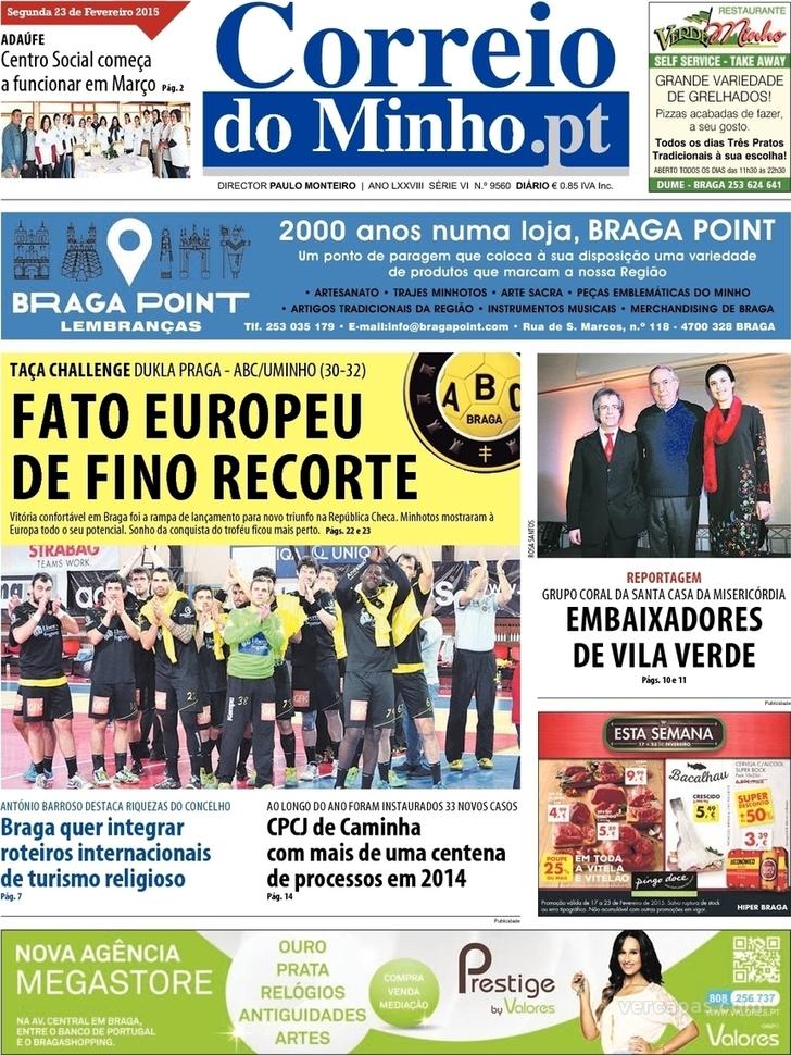 Capa Correio do Minho - 2015-02-23