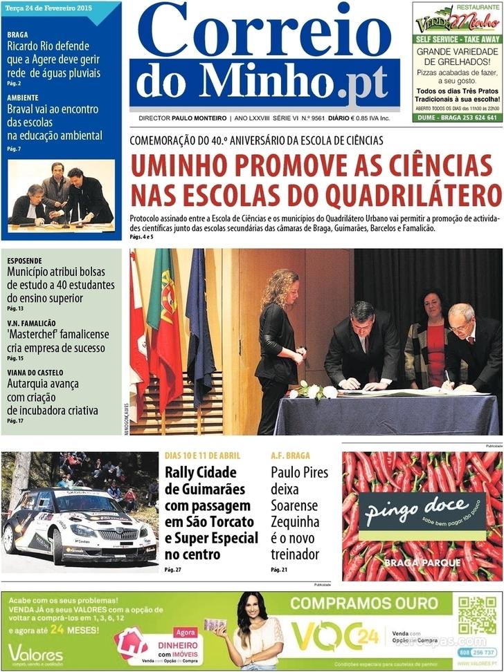 Capa Correio do Minho - 2015-02-24