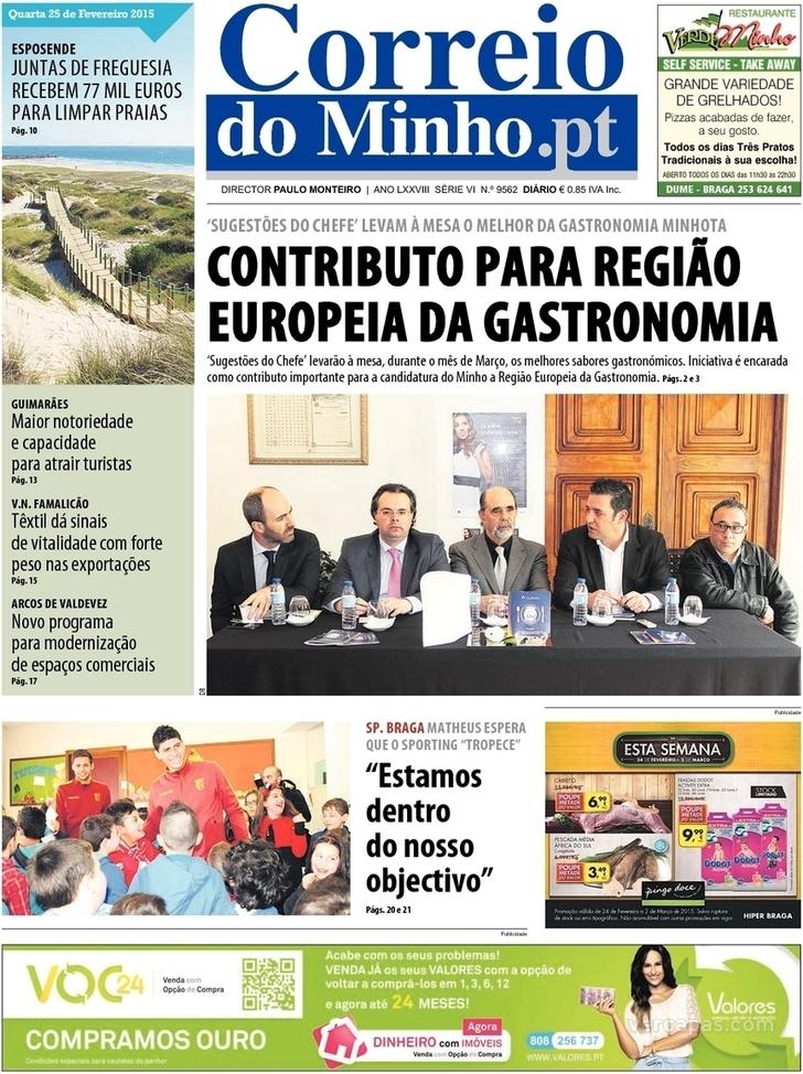 Capa Correio do Minho - 2015-02-25