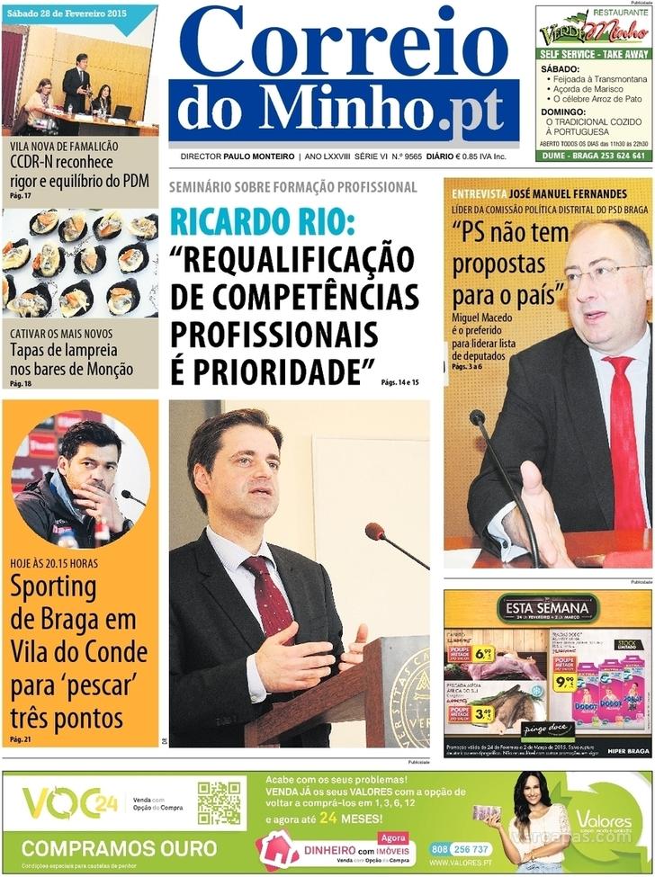 Capa Correio do Minho - 2015-02-28
