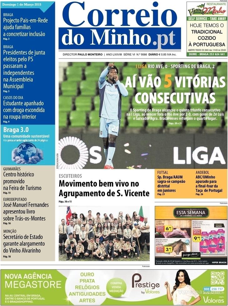 Capa Correio do Minho - 2015-03-01