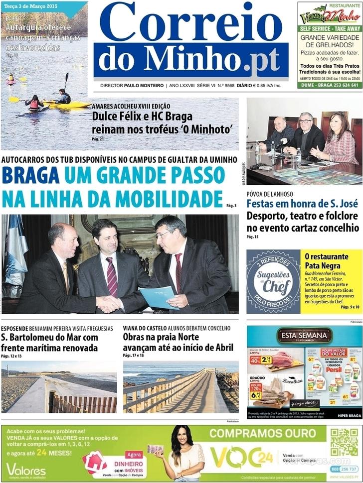 Capa Correio do Minho - 2015-03-03