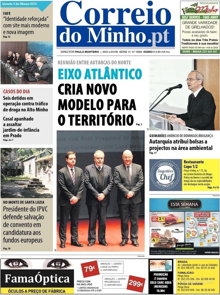 Capa Correio do Minho - 2015-03-04