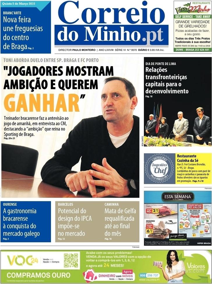 Capa Correio do Minho - 2015-03-05
