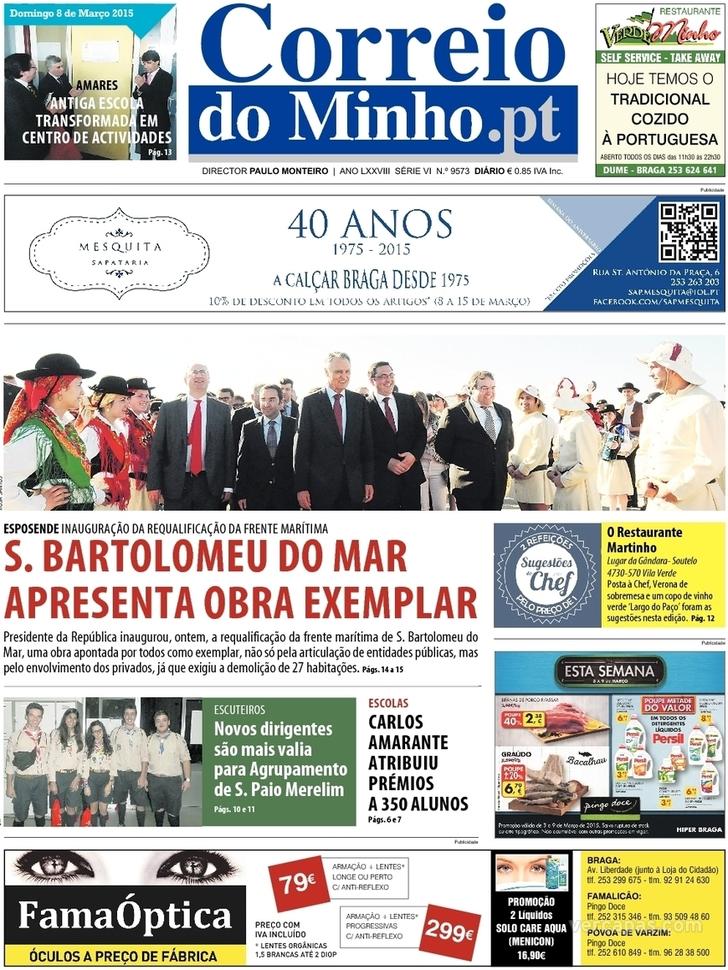 Capa Correio do Minho - 2015-03-08