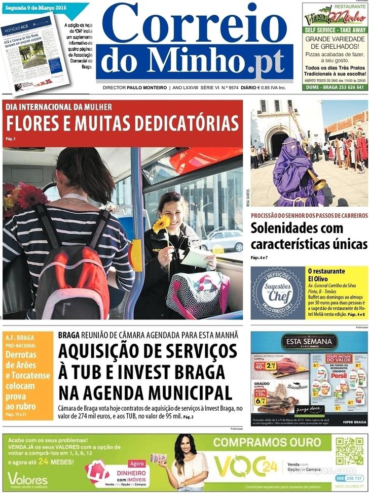 Capa Correio do Minho - 2015-03-09