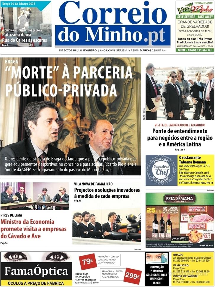 Capa Correio do Minho - 2015-03-10