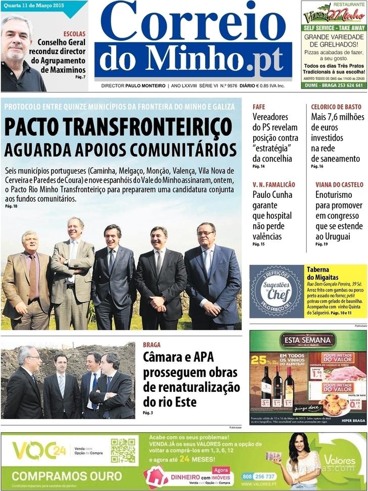 Capa Correio do Minho - 2015-03-11