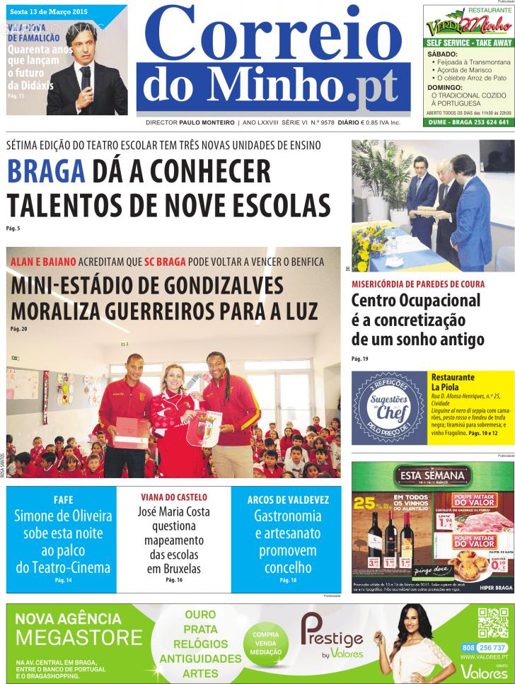 Capa Correio do Minho - 2015-03-13