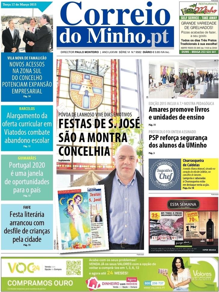 Capa Correio do Minho - 2015-03-17