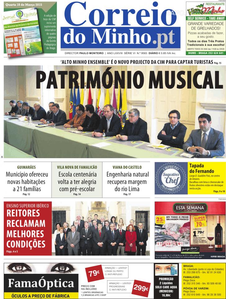 Capa Correio do Minho - 2015-03-18