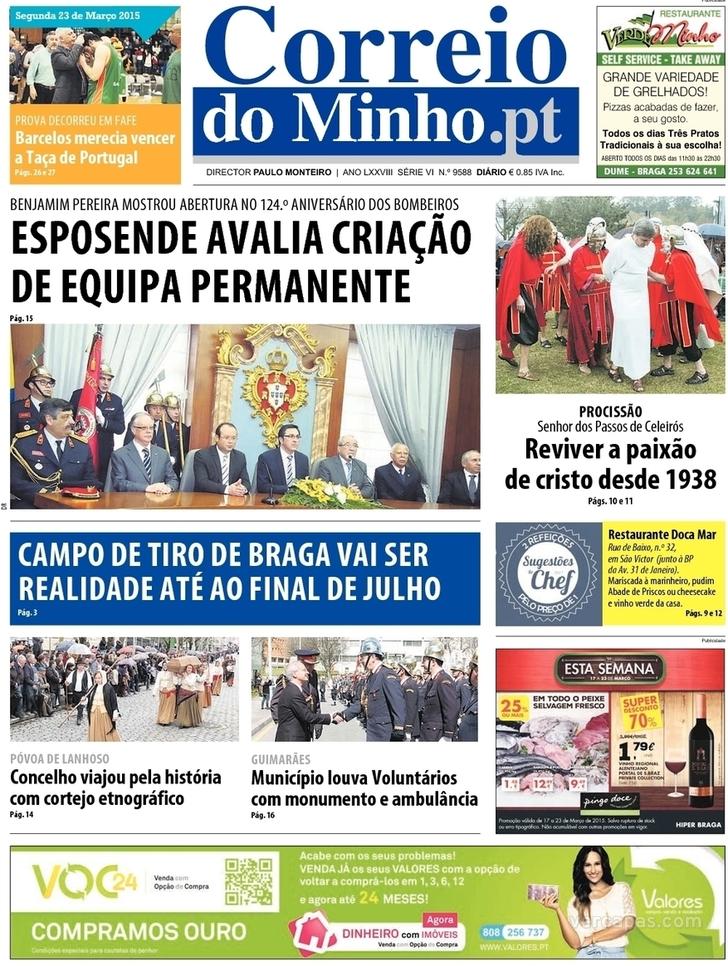 Capa Correio do Minho - 2015-03-23