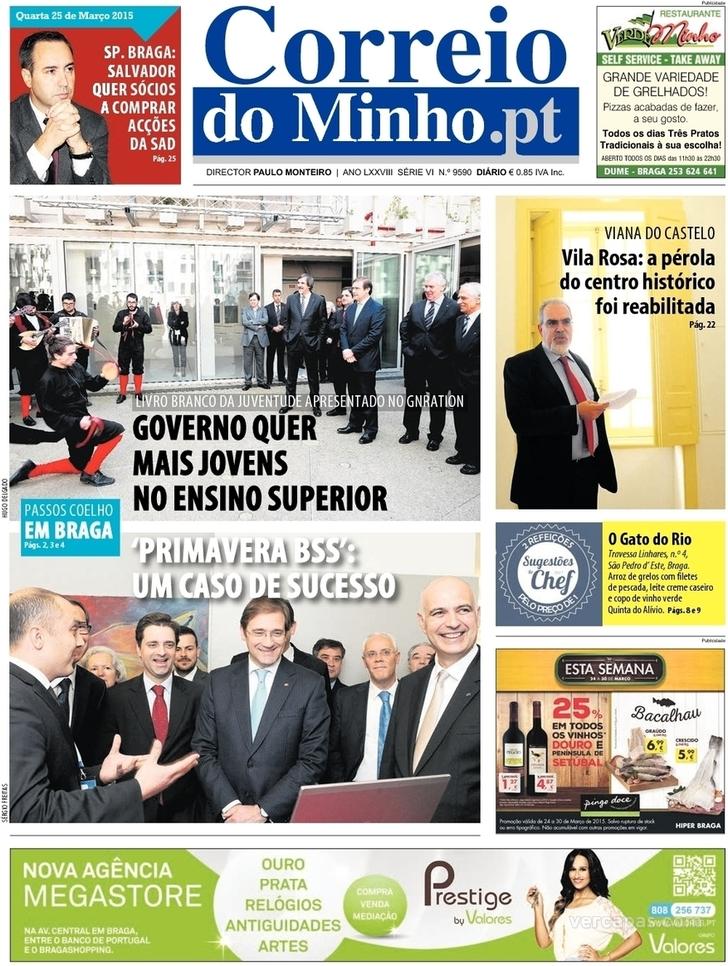 Capa Correio do Minho - 2015-03-25