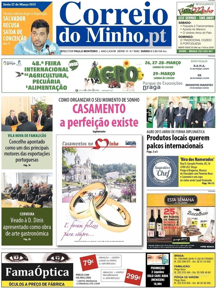 Capa Correio do Minho - 2015-03-27